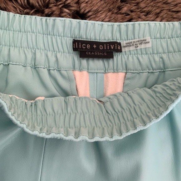 Shop Alice + Olivia Pete Faux Leather Jogger Pants in Breeze - Picture 9 of 11